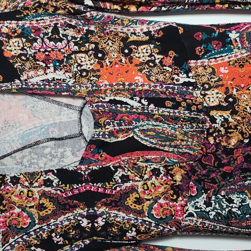 FREE PEOPLE All Dolled Up Paisley High Neck Open Back Long Sleeve Mini Dress Sm - Picture 11 of 16